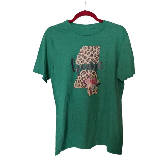 Mississippi Leopard Print "Home" Graphic T-Shirt - Picture 1 of 4